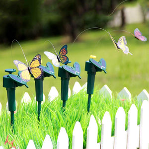 Vibration Solar Power Flying Butterfly  Dancing Flying Fluttering Butterflies Garden Decoration