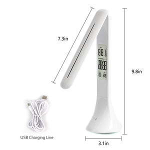Foldable Dimmable LED Table Lamp with Calendar, Temperature, Alarm Clock And Night Lights