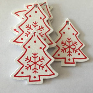 10pcs/set White Red Wooden Christmas Tree Ornament